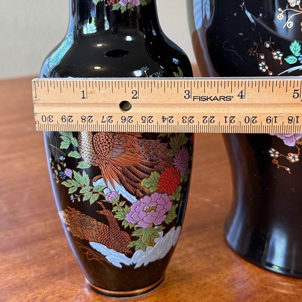 Vintage Ceramic Peacock Imperial Kutani 8” Japanese Vase and 15” Ceramic Pottery - Picture 11 of 16